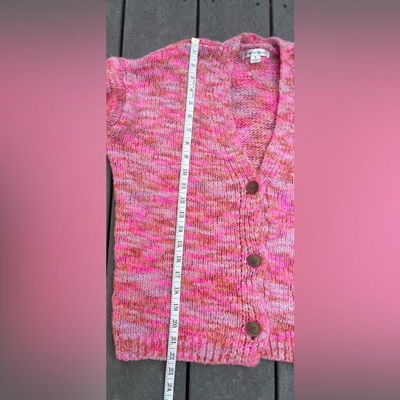 John Paul Richard Orange / Pink Button Cardigan Sweater Size s - Picture 7 of 10